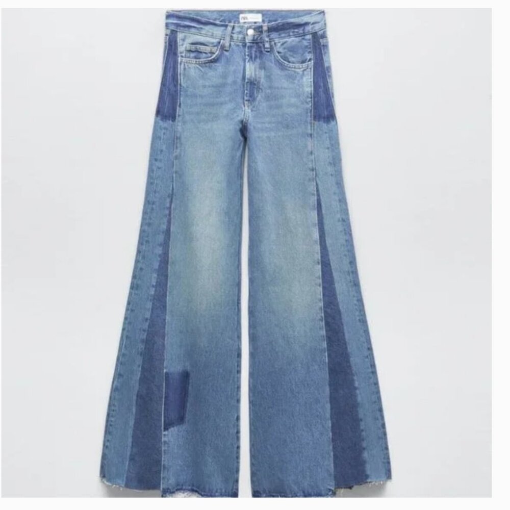 Zara Blue Flare & Wide Leg Jeans